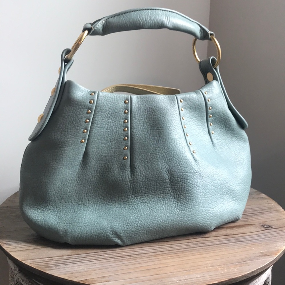 Maxx Leather shoulder bag with gold stud detail